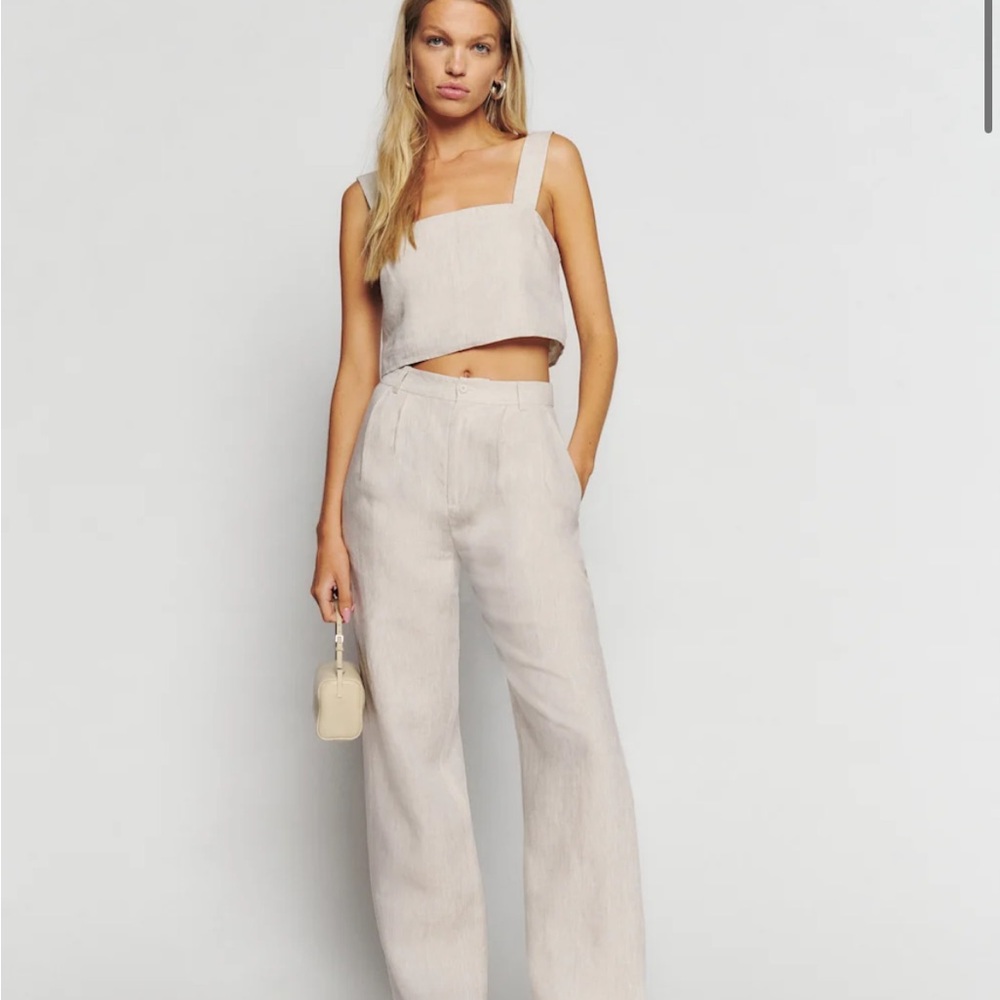 Reformation Olivia Linen Pants Oatmeal Size 00